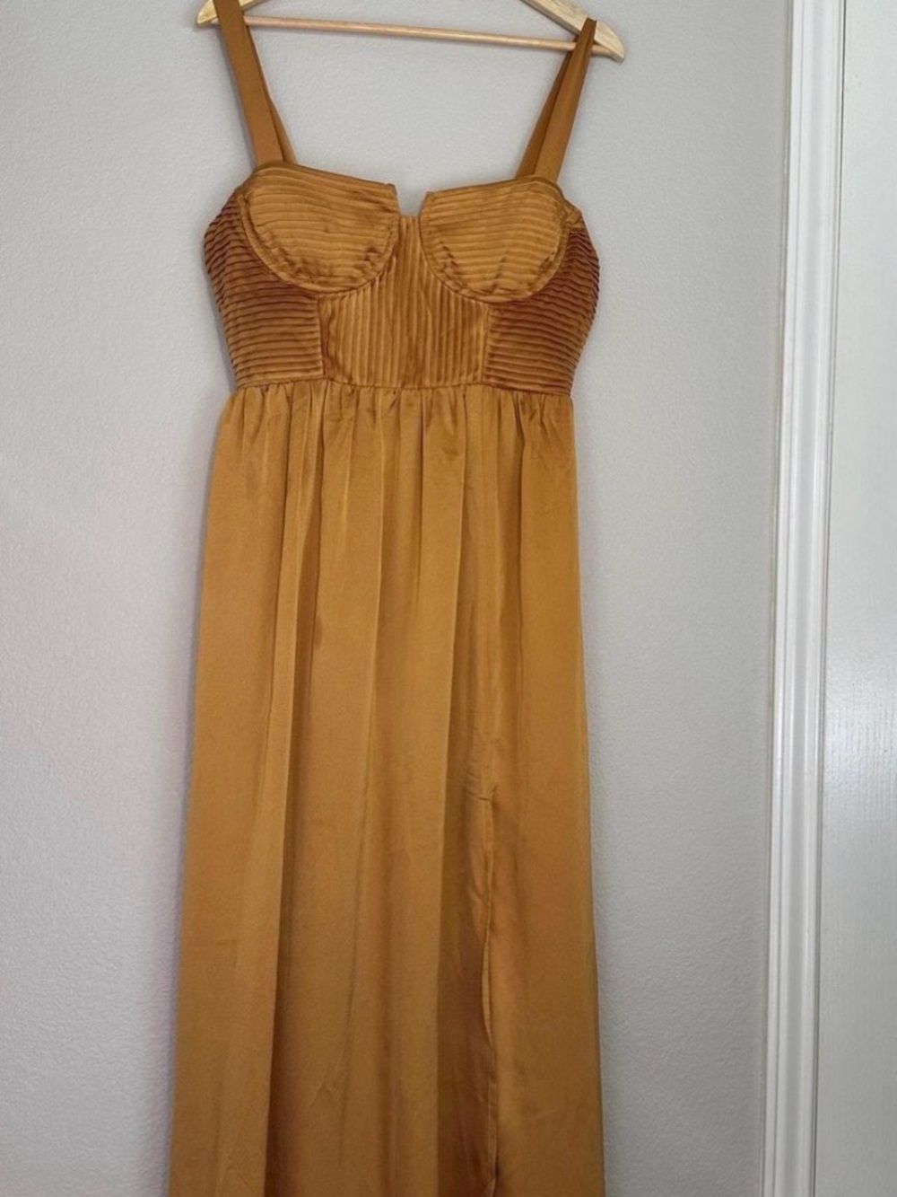 Astr Strappy Maxi Dress in Mustard Gold